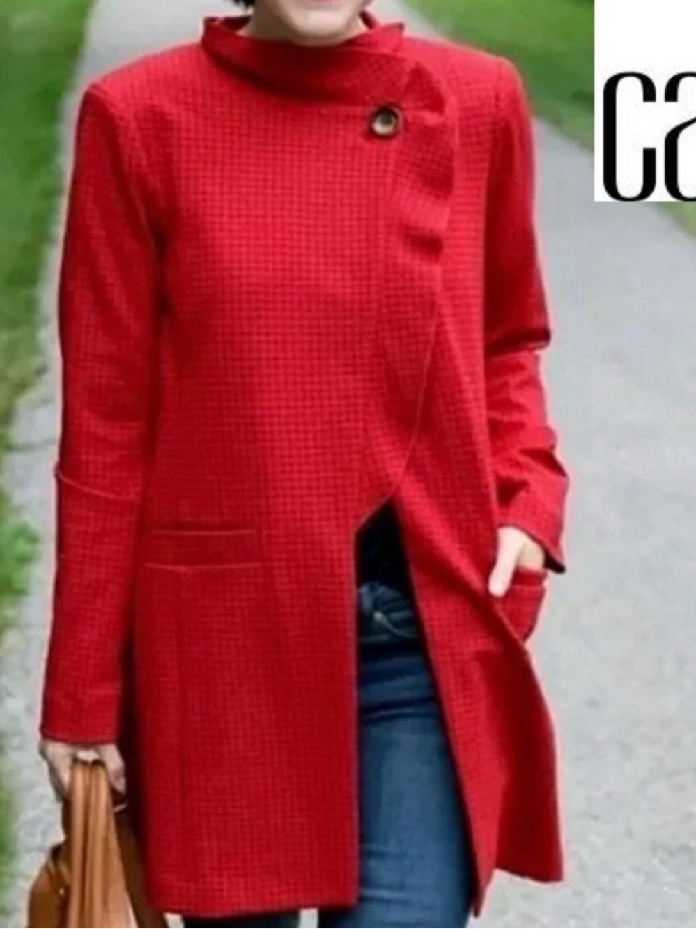 CAbi Red Textured Trench Coat